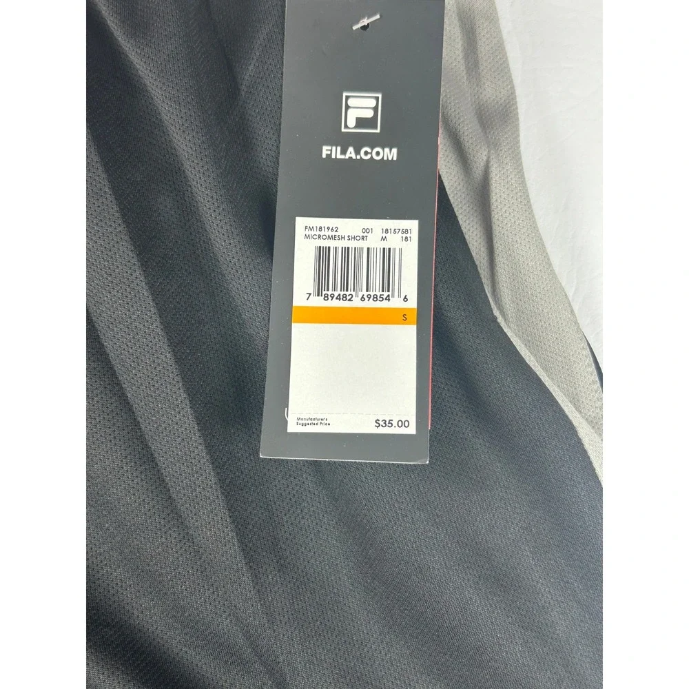 Fila Men's Micromesh Athletic Shorts Small Black Gray Performance NWT MSRP $35